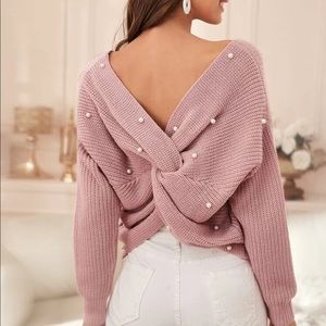 Pink pearl sweater